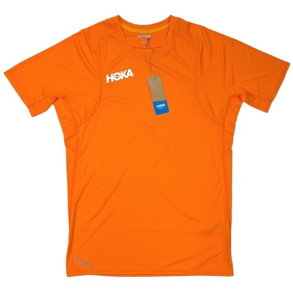 NWT Hoka One One Men's Glide Short Sleeve Performance T-Shirt Orange Small - Picture 4 of 14